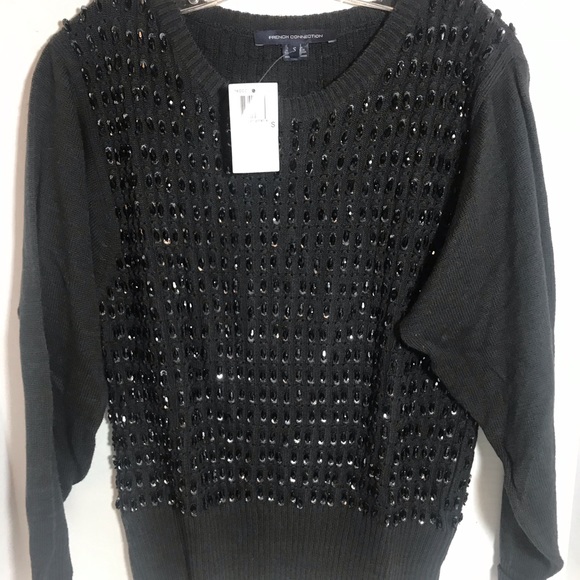 French Connection Sweaters - French Connection Sequin Beaded Black sweater NWT PRICE FIRM!